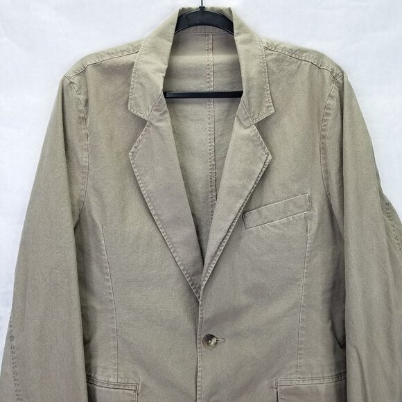 LL Bean Sport Coat Mens 40R Khaki Safari 2 Button Cotton Unlined Blazer Jacket - Picture 3 of 16